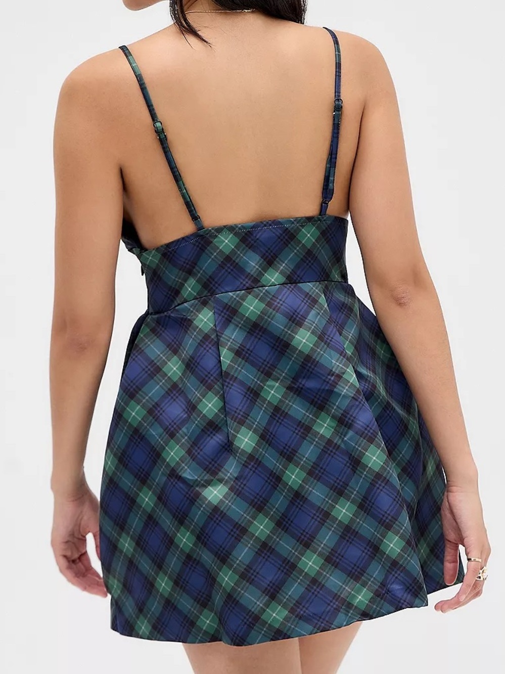 Kimchi Blue Urban Outfitters Green Blue Plaid Mini Dress NWT Small - Picture 3 of 3